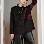 Tie-dye Print Panel Shirt Black - One Size