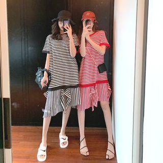 Irregular Striped Short-sleeve Dress