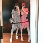 Irregular Striped Short-sleeve Dress