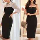Long-sleeve Shirt/strapless Sheath Dress