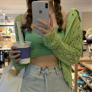 Perforated Cardigan / Spaghetti Strap Top