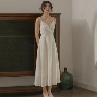 Glitter Spaghetti-strap Maxi A-line Dress