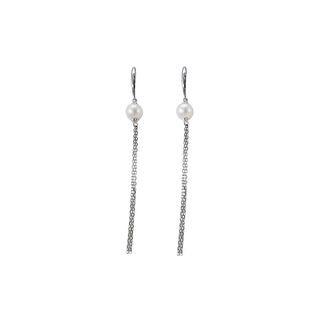 Sterling Silver Fashion Simple Tassel Freshwater Pearl Earrings Silver - One Size