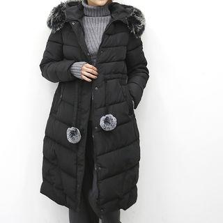 Faux-fur Trim Long Puffer Coat