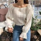 Tie-back Off-shoulder Textured Top Ivory - One Size