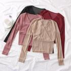 Long-sleeved V-neck Top