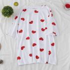 Heart Print Short Sleeve T-shirt As Shown In Figure - One Size
