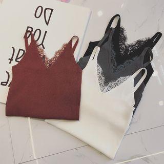 Lace Trim Knit Camisole Top