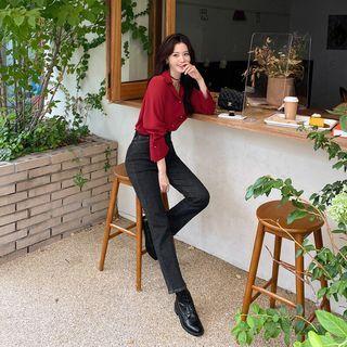 Notch-collar Metal-button Shirt