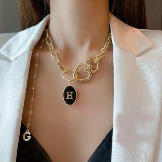 Lettering Charm Chain Necklace Gold - One Size