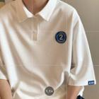 Elbow-sleeve Number Polo Shirt