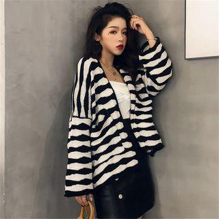 Puff Long-sleeve Open-front Cardigan As Shown In Figure - One Size