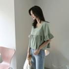 Square-neck Ruffled Top
