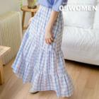 Plus Size Plaid Maxi Tiered Skirt