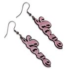 Sweet Pink Glitter Love Dangle Earrings