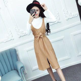 Set: Mock Neck Top + Sleeveless Dress