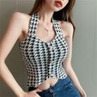 Halter Houndstooth Camisole Top Houndstooth - Black & White - One Size