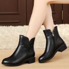 Genuine-leather Low-heel Short Boots