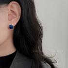 Plain Stud Earring 1 Pair - Gold Trim - Dark Sea Blue - One Size