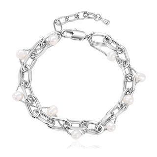 Faux Pearl Chain Bracelet Silver - One Size