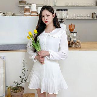 Frilled Wide-collar Chiffon Blouse