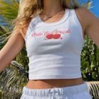 Cherry And Lettering Crop Top