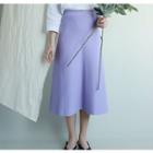 A-line Midi Knit Skirt Purple - One Size