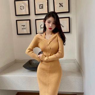 Plain Ribbed Skinny Dress