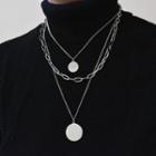 Couple Matching Layered Disc Pendant Necklace As Shown In Figure - One Size