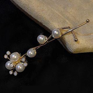 Faux Pearl Branches Hair Clip 0071a - Gold - One Size