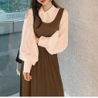 Puff-sleeve Shirt / Plain Maxi Tank Dress