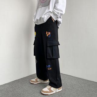 Print Straight-leg Cargo Sweatpants