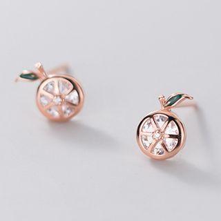 925 Sterling Silver Rhinestone Lemon Earring