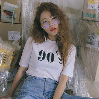 Short-sleeve Numbering T-shirt White - One Size