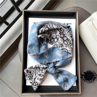 Print Silk Scarf Box Set - Blue & Beige - One Size