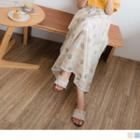 Crochet Trim Elastic-waist Floral Maxi Skirt