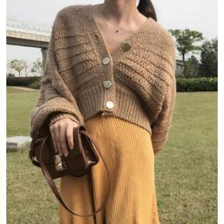 Cropped Lantern-sleeve Cardigan