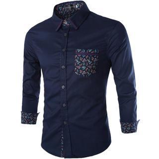 Long Sleeved Floral Paneled Shirt