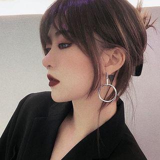 Hoop Drop Ear Stud 1 Pair - Silver - One Size