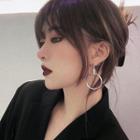 Hoop Drop Ear Stud 1 Pair - Silver - One Size