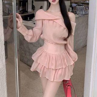 Long-sleeve Top / Tiered Skirt / Set
