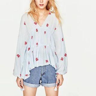 Tasseled Embroidered Blouse