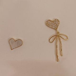 Asymmetrical Heart Earring 1 Pair - Gold - One Size