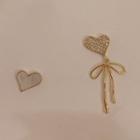 Asymmetrical Heart Earring 1 Pair - Gold - One Size