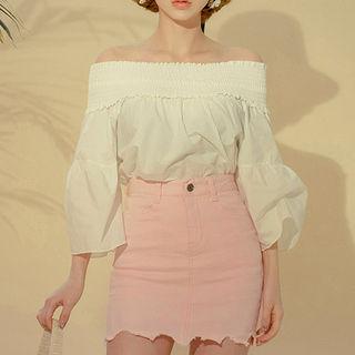 Off-shoulder Beribboned Back Top