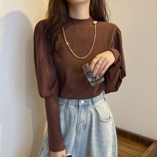 Chain Detail Lantern-sleeve T-shirt