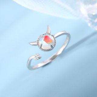 Rhinestone Devil Open Ring 1 Pc - As Shown In Figure - One Size