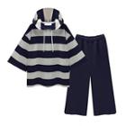 Set: Elbow-sleeve Hoodie + Cropped Wide Leg Pants