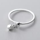 925 Sterling Silver Bead & Cube Ring Silver - One Size