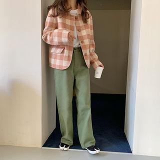 Handmade Woolen Plaid Jacket